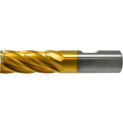 Cleveland HGC-4C-TN HSS-Cobalt 4-Flute TiN Square Single End Mill, 7/16 » x 3/8 » x 1 » x 2-11/16 »