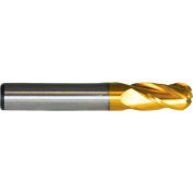 Cleveland HGC-4B-TN HSS-Cobalt 4-Flute TiN Ball Nose Single End Mill, 5/8 » x 5/8 » x 1-5/8 » x 3-3/4 »