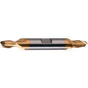 Cleveland HD-2-TN HSS 2-Flute TiN Square Double End Mill, 25/64" x 1/2" x 13/16" x 4-1/8"