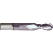 Cleveland HG-2B-TC HSS 2-Flute TiCN Ball Nose Single End Mill, 1/8 » x 3/8 » x 3/8 » x 2-5/16 »
