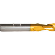 Cleveland HG-2-TN HSS 2-Flute TiN Square Single End Mill, 7/8 » x 7/8 » x 2 » x 4-1/4 »