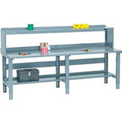 Global Industrial Extra Long Workbench w/ Steel Square Edge Top & Riser, 96"W x 30"D, Gray