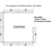 Interion® Pre-Configured Office Cubicle - 6'W x 6'D x 60"H - Starter Kit - Blue