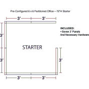 Interion® Pre-Configured Office Cubicle - 6'W x 6'D x 72"H - Starter Kit - Gray