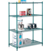 Nexel® Poly-Green®, 5 Tier, Wire Shelving Starter Unit, 36"W x 21"D x 74"H