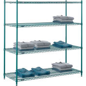 Nexel® Poly-Green®, 5 Tier, Wire Shelving Starter Unit, 72"W x 21"D x 86"H