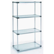 Nexel® 4 Tier Shelving Starter Unit, Solid Galvanized Steel, 24"Wx24"Dx74"H