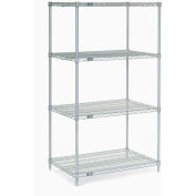 Nexel®, Nexelate®, Silver Epoxy, 5 Tier, Wire Shelving Starter Unit, 42"W x 24"D x 74"H