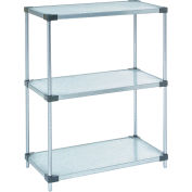 Nexel® 3 Tier Shelving Starter Unit, Solid Galvanized Steel, 48"Wx24"Dx34"H