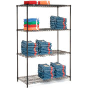 Nexel® Black Epoxy, 5 Tier, Wire Shelving Starter Unit, 48"W x 24"D x 74"H