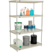 Nexel® Solid Plastic Shelving Unit - Silver Epoxy Posts - 48"W x 24"D x 74"H - 4 Shelf
