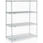 Nexel® Stainless Steel, 5 Tier, Wire Shelving Starter Unit, 48"W x 24"D x 74"H