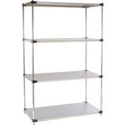Nexel® Solid Stainless Steel Shelving Starter Unit - 5 Tier - 48"W x 24"D x 86"H