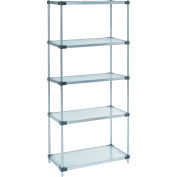 Nexel® 5 Tier Shelving Starter Unit, Solid Galvanized Steel, 54"Wx24"Dx74"H