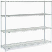 Nexel®, Nexelate®, Silver Epoxy, 5 Tier, Wire Shelving Starter Unit, 60"W x 24"D x 63"H