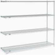 Nexelate® Silver Epoxy Wire Shelving Add-On Unit - 5 Tier - 72"W x 18"D x 74"H