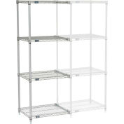 Nexel®, Nexelate®, Époxy argenté, 5 niveaux, Unité complémentaire d’étagères métalliques, 24 « L x 21 " P x 74 " H