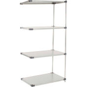 Nexel® Solid Stainless Steel Shelving Add-On Unit - 5 Tier - 48"W x 24"D x 74"H