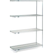 Nexel® Stainless Steel, 5 Tier, Wire Shelving Add-On Unit, 72"W x 36"D x 74"H
