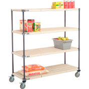 Camion d’étagères en plastique Nexelite® avec roulettes de frein en poly, 54 « L x 18 " L x 60 « H, Blanc