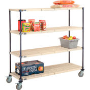 Nexelite® Plastic Mat Shelf Truck w/Poly Brake Casters, 60"L x 18"W x 60"H, White