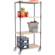 Camion d’étagères à tapis en plastique Nexelite® avec roulettes pivotantes en poly, 36 « L x 24 » L x 69 « H, Blanc