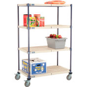 Camion d’étagères en plastique Nexelite® avec roulettes de frein en poly, 36 « L x 21 " L x 60 « H, Blanc