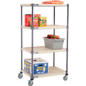 Camion d’étagères en plastique Nexelite® avec roulettes de frein en poly, 30 « L x 21 " L x 60 « H, Blanc