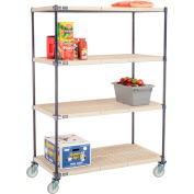 Nexelite® Plastic Mat Shelf Truck w/Poly Swivel Casters, 48"L x 24"W x 69"H, White