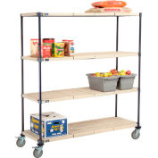 Nexelite® Plastic Mat Shelf Truck w/Poly Brake Casters, 60"L x 24"W x 69"H, White