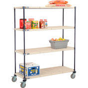 Nexelite® Plastic Mat Shelf Truck w/Poly Brake Casters, 54"L x 24"W x 69"H, White