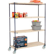 Nexelite® Plastic Mat Shelf Truck w/Poly Swivel Casters, 60"L x 24"W x 80"H, White