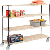 Nexelite® Plastic Mat Shelf Truck w/Poly Swivel Casters, 72"L x 24"W x 60"H, White