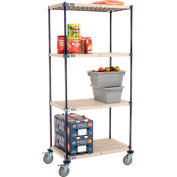 Camion d’étagères en plastique Nexelite® avec roulettes de frein en poly, 36 « L x 24 " L x 69 « H, Blanc