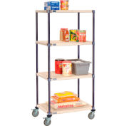 Nexelite® Plastic Mat Shelf Truck w/Poly Brake Casters, 30"L x 24"W x 80"H, White
