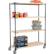 Nexelite® Plastic Mat Shelf Truck w/Poly Brake Casters, 60"L x 18"W x 80"H, White