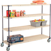 Nexelite® Plastic Mat Shelf Truck w/Poly Brake Casters, 72"L x 24"W x 60"H, White