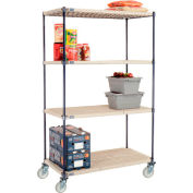 Camion d’étagères à tapis en plastique Nexelite® avec roulettes pivotantes en poly, 48 « L x 24 » L x 80 « H, Blanc