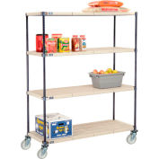 Nexelite® Plastic Mat Shelf Truck w/Poly Swivel Casters, 54"L x 18"W x 69"H, White