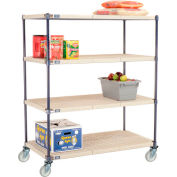 Camion d’étagères à tapis en plastique Nexelite® avec roulettes pivotantes en poly, 48 « L x 24 » L x 60 « H, Blanc