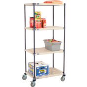 Nexelite® Plastic Mat Shelf Truck w/Poly Brake Casters, 30"L x 18"W x 60"H, White