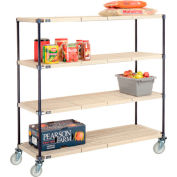 Nexelite® Plastic Mat Shelf Truck w/Poly Swivel Casters, 60"L x 21"W x 60"H, White