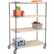 Nexelite® Plastic Mat Shelf Truck w/Poly Brake Casters, 48"L x 24"W x 69"H, White