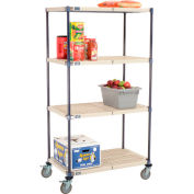 Nexelite® Plastic Mat Shelf Truck w/Poly Brake Casters, 36"L x 21"W x 69"H, White