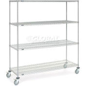 Nexel® Chrome ESD Wire Shelf Truck w / 4 étagères, 24 « L x 21"L x 69"H