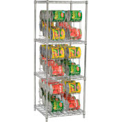 Nexel® CR2424C Can Rack System, 3 Tier, Chrome, 24"W X 24"D x 66"H