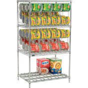 Nexel® CR2436DS Can Rack System, 3 Tier, Chrome, Bottom Dunnage Shelf, 36"W X 24"D x 66"H