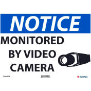 Global Industrial™ Notice Monitored By Video Camera, 10"X14 », Adhesive Backed Vinyl