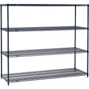 Nexel® 4 Shelf, Nexelon® Blue Wire Shelving Unit, Starter, 72"W x 14"D x 63"H