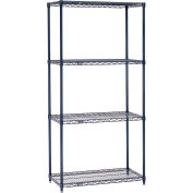 Nexel® 4 Shelf, Nexelon® Blue Wire Shelving Unit, Starter, 30"W x 21"D x 86"H